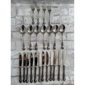 Vtg Easterling Embassy Valhalla Stainless Flatware Lot 23pc MCM Classic Ornate